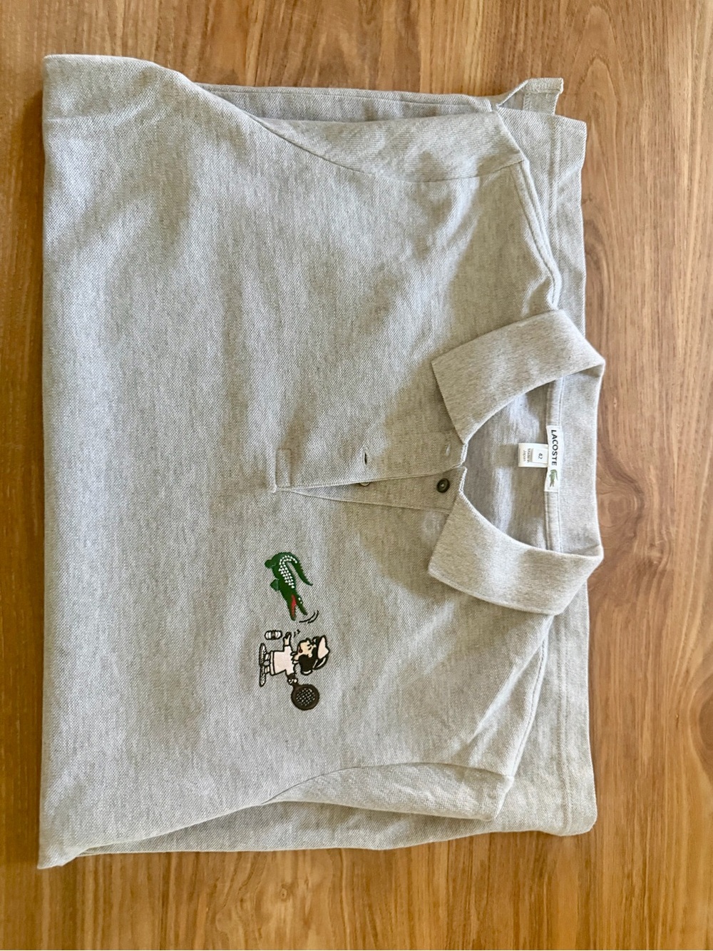 Lacoste Kids Light Gray Polo with Crocodile & Tennis Embroidery